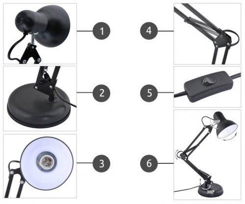 ISO 5177 Stolná kancelárska lampa - čierna