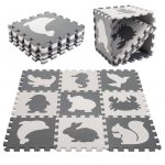 KIK Kontrastní pěnové puzzle 85 cm x 85 cm, 9 ks černá, krémová