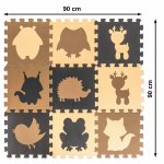 KIK Kontrastné penové puzzle 85 cm x 85 cm, 9 ks hnedá, krémová