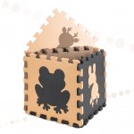 KIK Kontrastné penové puzzle 85 cm x 85 cm, 9 ks hnedá, krémová