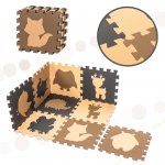 KIK Kontrastné penové puzzle 85 cm x 85 cm, 9 ks hnedá, krémová