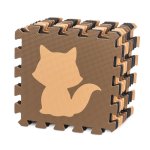 KIK Kontrastné penové puzzle 85 cm x 85 cm, 9 ks hnedá, krémová