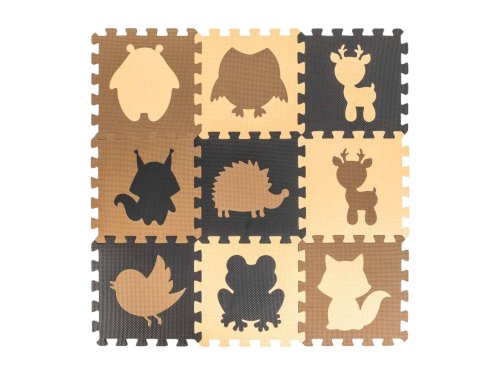KIK Kontrastné penové puzzle 85 cm x 85 cm, 9 ks hnedá, krémová