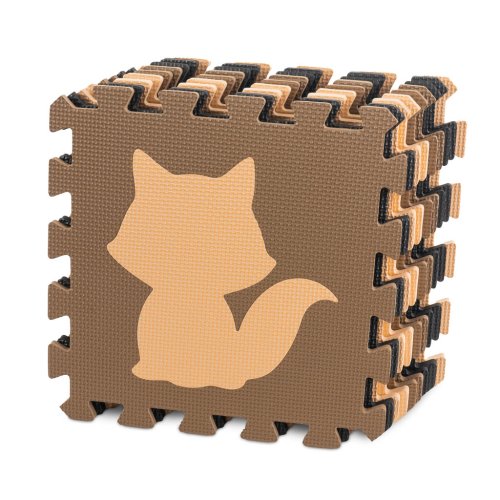 KIK Kontrastné penové puzzle 85 cm x 85 cm, 9 ks hnedá, krémová