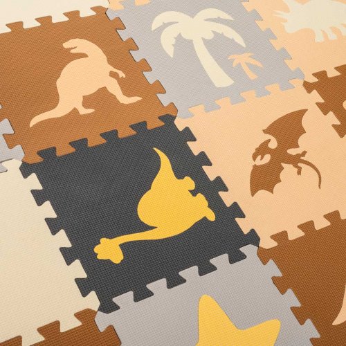 KIK Kontrastné penové puzzle 30 x 30 cm, 36 ks dinosaury, farebná