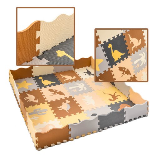 KIK Kontrastné penové puzzle 30 x 30 cm, 36 ks dinosaury, farebná