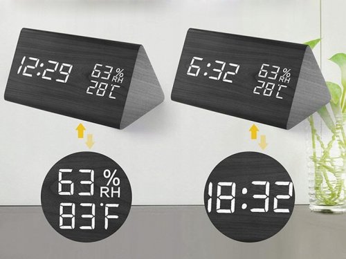 Verk 01771 Multifunkční digitální hodiny s teploměrem černé