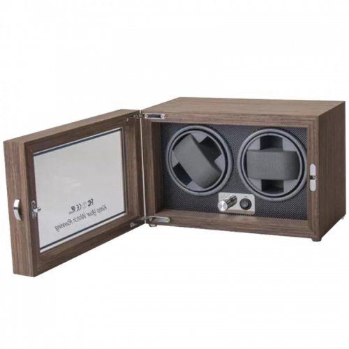 eCa PD142 Natahovač 2 ks automatických hodinek, watchwinder, dřevo, skleněná dvířka