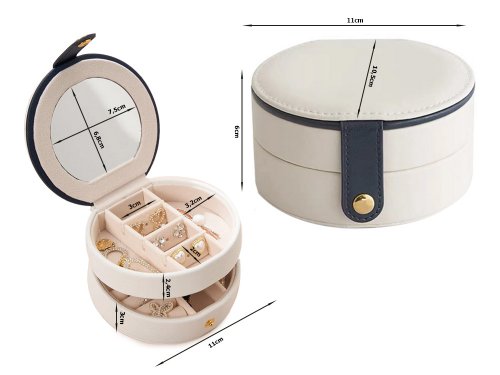 Verk 01787 Designová šperkovnice se zrcátkem kulatá bílá