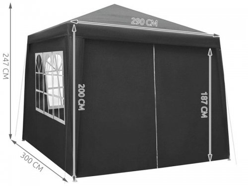 Malatec 7908 Zahradní párty stan 3 x 3 m + 4 boční stěny šedý