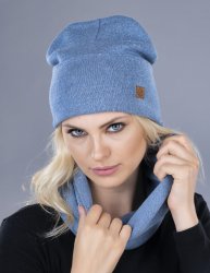 LEMA 1338 Dámský zimní set čepice a nákrčník Julian jeans