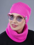 LEMA 1014 Dámsky zimný set čiapky a nákrčník purpurový