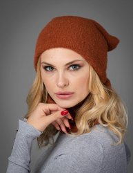 LEMA 1230 Dámský zimní set čepice a nákrčník světle camel