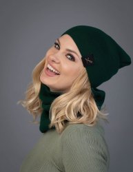 LEMA 1211 Dámský zimní set čepice a nákrčník petrolejový