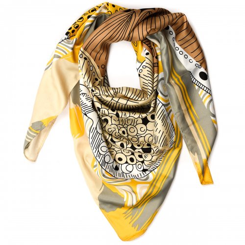 Versoli MDB32 Dámský šátek se vzory 90 cm žlutý