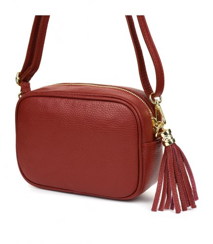 Vera Pelle P14 Dámska crossbody kabelka vínová