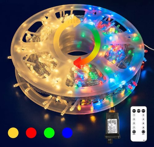 KIK KX5236 Vianočné osvetlenie 500 LED, teplá biela, mulicolor, diaľkové ovládanie, 50m