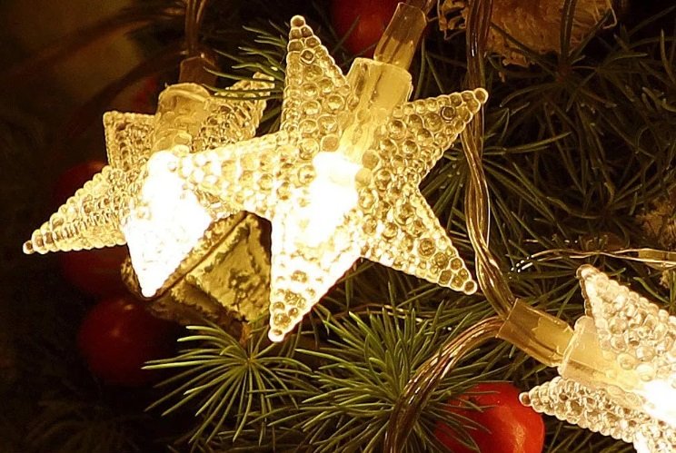 KIK KX5237 Vánoční osvětlení hvězdy 100 LED, teplá bílá, 10m 