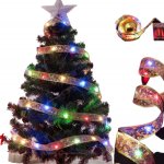 KIK KX5251 Vánoční stuha zlatá 100 LED, 10 m multicolor