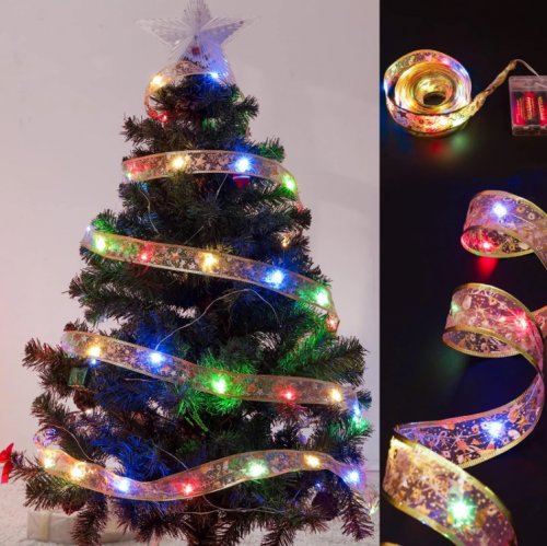 KIK KX5251 Vánoční stuha zlatá 100 LED, 10 m multicolor