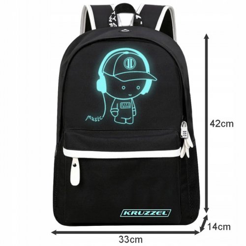 Kruzzel 19374 Chytrý svítící batoh Unisex s USB, penál, zámek, 19l, černý