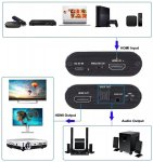 APT AK330 Kompaktný rozbočovač zvuku HDMI to HDMI + Audio + ARC