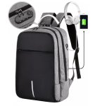 APT BQ57 Chytrý batoh Unisex s USB, zámek, šedočerný