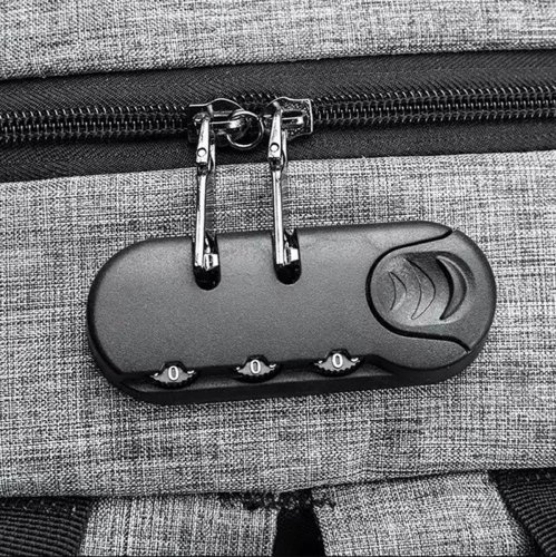 APT BQ57 Chytrý batoh Unisex s USB, zámek, šedočerný