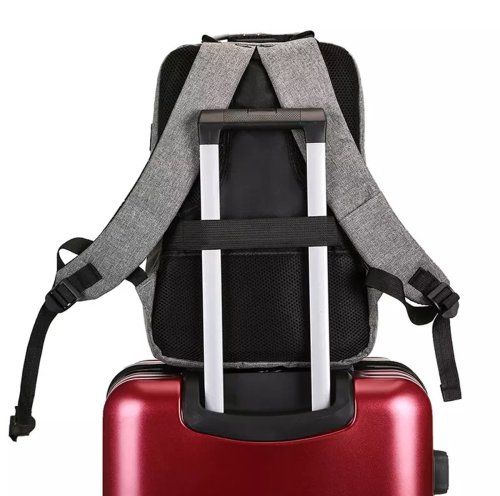 APT BQ57 Chytrý batoh Unisex s USB, zámek, šedočerný