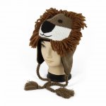 Haker Dětská zimní čepice zvířátko lev hnědá