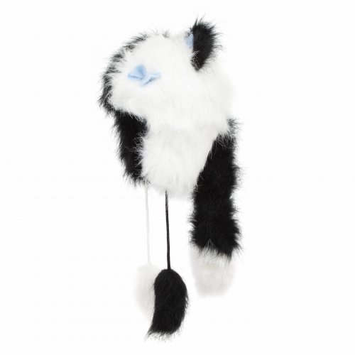 Haker Detská zimná čiapka zvieratko mačka S čiernobiela
