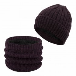 Haker W393 Dámsky zimný set čiapky a nákrčník fialový