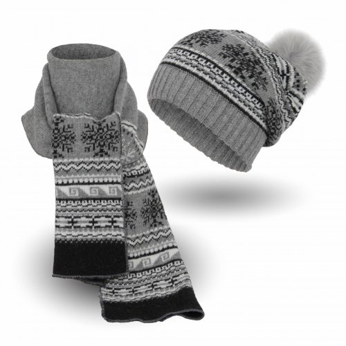 Haker Pánský zimní set čepice a šála šedá
