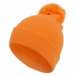 Haker W319 Detská zimná čiapka s brmbolcom oranžová