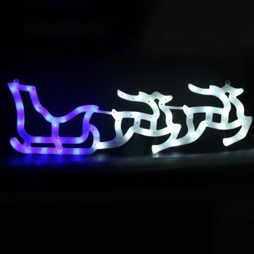 eCa Vánoční LED Sáně se soby 61 x 19 cm, IP20 bílo-modré