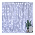 eCa Vánoční světelný závěs 200 LED, USB, dálkové ovládání, 3 x 2 m studený bílý