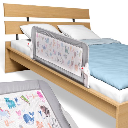 KIK KX5318 Ochranná zábrana na postel 90 cm šedobílá