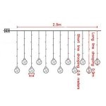 eCa Světelný závěs koule 180 LED, 2,5 m teplá bílá