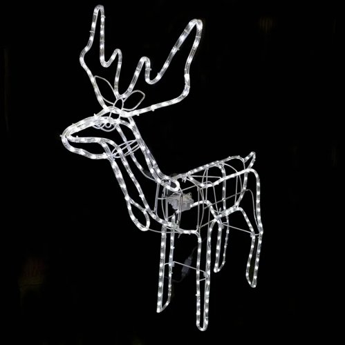 Foxter Vianočná LED Sob s pohyblivou hlavou, 130 cm studená biela