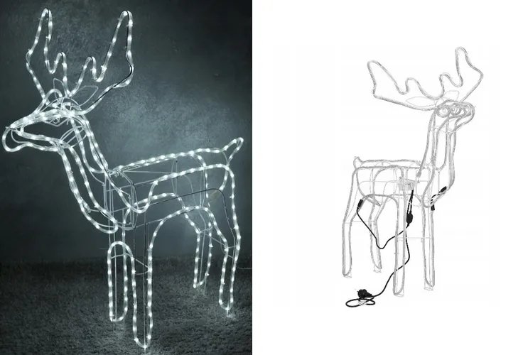 Foxter Vianočná LED Sob s pohyblivou hlavou, 130 cm studená biela