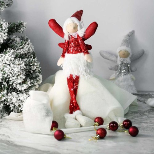 eCa ASN01 Vánoční dekorace Anděl 50 cm červený