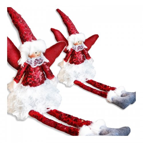 eCa ASN02 Vánoční dekorace Anděl 34 cm červený