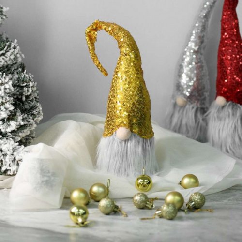 eCa KSN04 Vianočné dekorácie Škriatok 40 cm zlatý