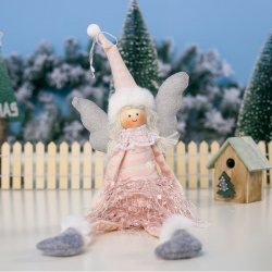 eCa ASN03 Vianočné dekorácie Anjel 38 cm ružový