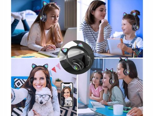 Verk 04116 Bezdrátová sluchátka Cat s tlapkou Bluetooth 5.0 černé