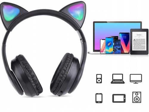 Verk 04116 Bezdrátová sluchátka Cat s tlapkou Bluetooth 5.0 černé