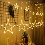 ISO 19750 Svetelný záves hviezdy 138 LED, USB, diaľkové ovládanie, teplá biela