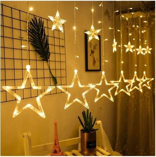 ISO 19750 Svetelný záves hviezdy 138 LED, USB, diaľkové ovládanie, teplá biela