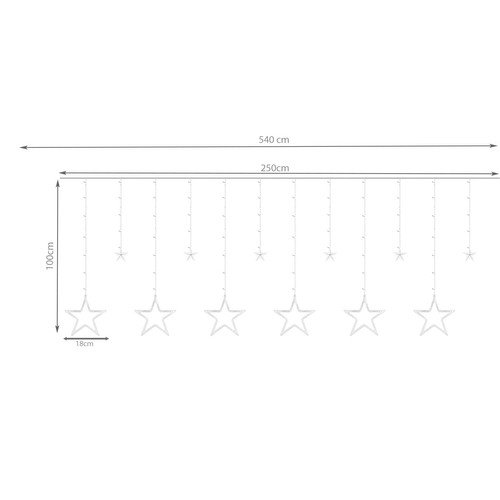ISO 19750 Svetelný záves hviezdy 138 LED, USB, diaľkové ovládanie, teplá biela