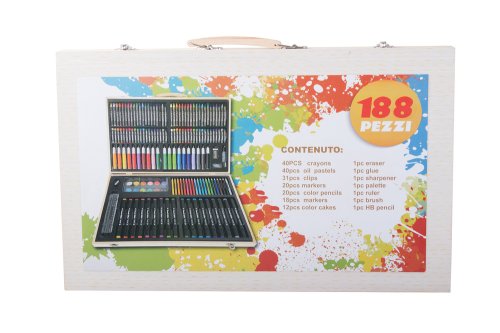 Verk 18238 Výtvarná sada na malování v dřevěném kufříku 188 ks 